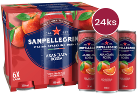 Sanpellegrino Aranciata Rossa (pomeranč červený), plech, 0,33l - 24 ks