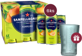 Sanpellegrino Pompelmo (grapefruit), plech, 0,33l - 6 ks + dárek