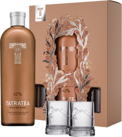 Tatratea 42% Peach Tea liqueur 0,7l + 2 skleničky