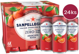 Sanpellegrino Zero Aranciata Rossa (červený pomeranč) plech 0,33l - 24 ks