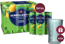 Sanpellegrino Limone & Menta, plech, 0,33l - 24 ks + dárek