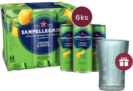 Sanpellegrino Limone & Menta, plech, 0,33l - 6 ks + dárek