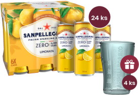 Sanpellegrino Zero Limonata (citron) plech 0,33l - 24 ks + dárek