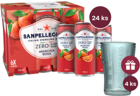 Sanpellegrino Zero Aranciata Rossa (červený pomeranč) plech 0,33l - 24 ks + dárek