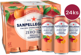 Sanpellegrino Zero Pesca & Clementina (broskev, mandarinka) plech 0,33l - 24 ks