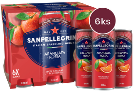 Sanpellegrino Aranciata Rossa (pomeranč červený), plech, 0,33l - 6 ks
