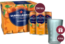 Sanpellegrino Aranciata (pomeranč), plech, 0,33l - 24 ks + dárek