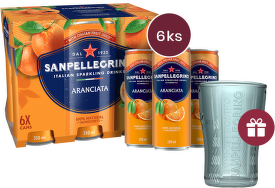 Sanpellegrino Aranciata (pomeranč), plech, 0,33l - 6 ks + dárek