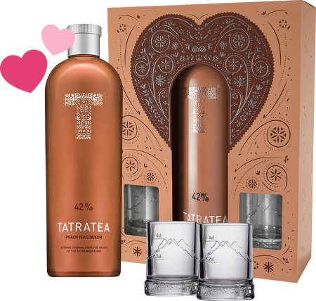 Tatratea 42% Peach Tea liqueur 0,7l + 2x sklenice