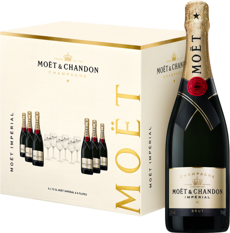 Moët & Chandon Brut Imperial 6 x 0,75l + 6 x sklenice