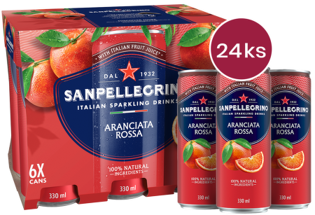 Sanpellegrino Aranciata Rossa (pomeranč červený), plech, 0,33l - 24 ks