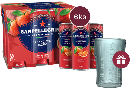 Sanpellegrino Aranciata Rossa (pomeranč červený), plech, 0,33l - 6 ks