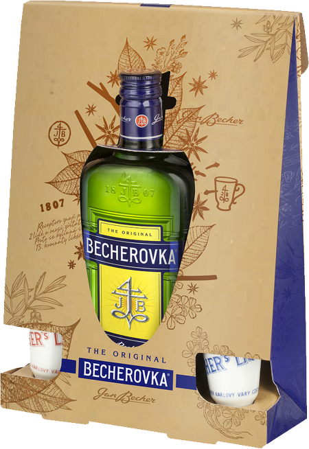 Jan Becher Becherovka Original 0,5l + 2 kalíšky