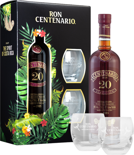 Centenario Rum 20 Years Old Fundación 0,7l + sklenice