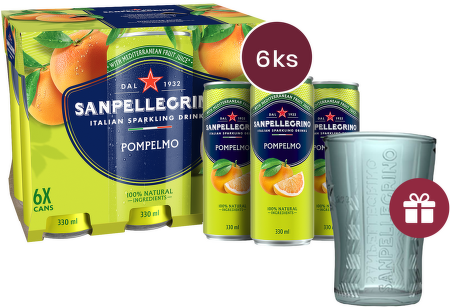 Sanpellegrino Pompelmo (grapefruit), plech, 0,33l - 6 ks + dárek
