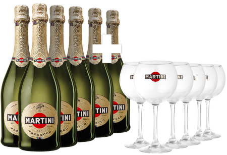 Martini Prosecco 5+1 a sada 6 sklenic