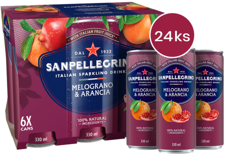 Sanpellegrino Melograno & Arancia, plech, 0,33l - 24 ks