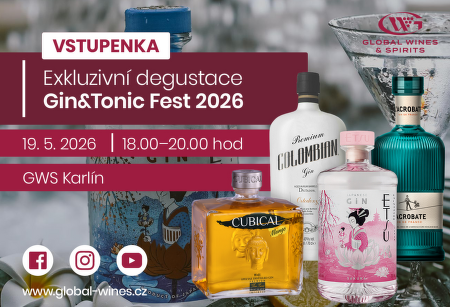 Vstupenka na degustaci 19.5.2026 Karlín Gin&Tonic Fest