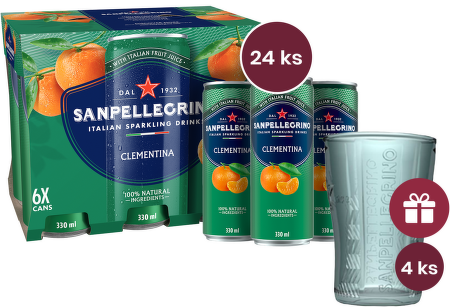 Sanpellegrino Clementina (mandarinka) plech 0,33l - 24 ks + dárek