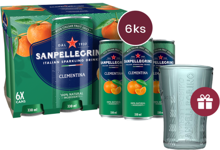 Sanpellegrino Clementina (mandarinka) plech 0,33l - 6 ks + dárek