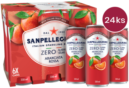 Sanpellegrino Zero Aranciata Rossa (červený pomeranč) plech 0,33l - 24 ks
