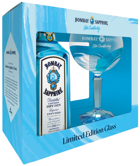 Bombay Sapphire 0,7l + sklenička - box 2019
