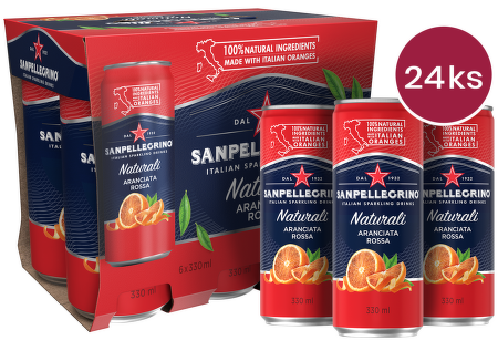 Sanpellegrino Aranciata Rossa (pomeranč červený), plech, 0,33l - 24 ks