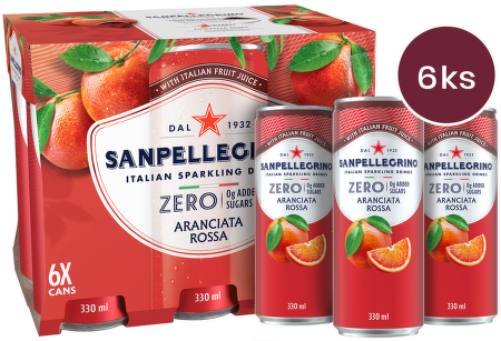 Sanpellegrino Zero Aranciata Rossa (červený pomeranč) plech 0,33l - 6 ks