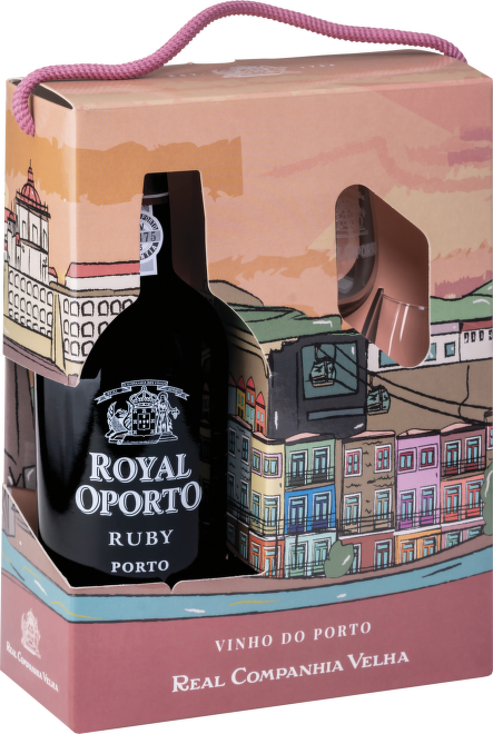 Royal Oporto Ruby Traveller box + 2 skleničky