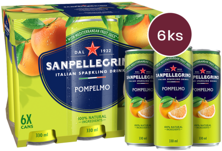 Sanpellegrino Pompelmo (grapefruit), plech, 0,33l - 6 ks