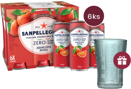 Sanpellegrino Zero Aranciata Rossa (červený pomeranč) plech 0,33l - 6 ks