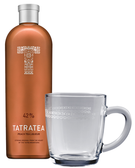 Tatratea 42% Peach Tea liqueur 0,7l + hrnek