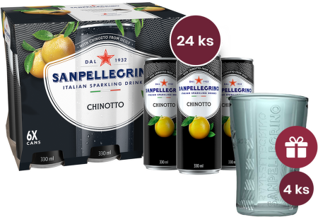 Sanpellegrino Chinotto plech 0,33l - 24 ks + dárek