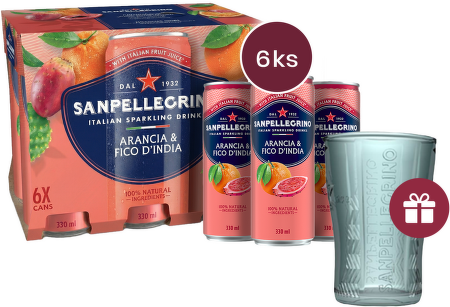 Sanpellegrino Arancia & Fico d´India, plech, 0,33l - 6 ks + dárek