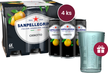 Sanpellegrino Chinotto plech 0,33l - 4 ks + dárek