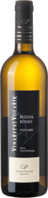 Ryzlink rýnský, výběr z hroznů, "Perná, Pravá Klentnická", Volařík