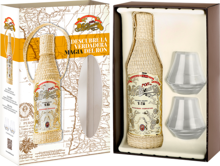 Ron Millonario 15 Reserva Especial box 0,7l +  2 sklenice