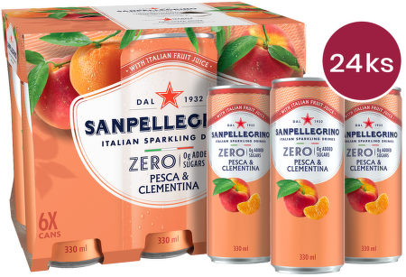 Sanpellegrino Zero Pesca & Clementina (broskev, mandarinka) plech 0,33l - 24 ks