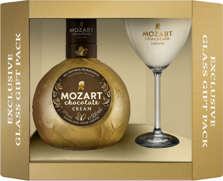 Mozart Chocolate Gold Cream 0,5l se skleničkou na stopce