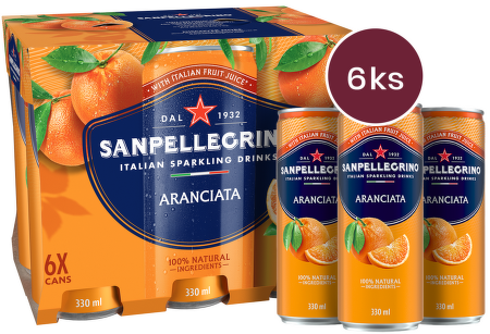 Sanpellegrino Aranciata (pomeranč), plech, 0,33l - 6 ks