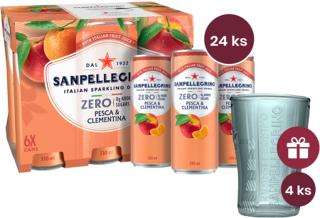 Sanpellegrino Zero Pesca & Clementina (broskev, mandarinka) plech 0,33l - 24 ks