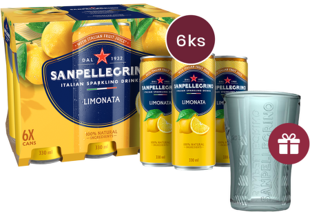 Sanpellegrino Limonata (citron), plech, 0,33l - 6 ks + dárek