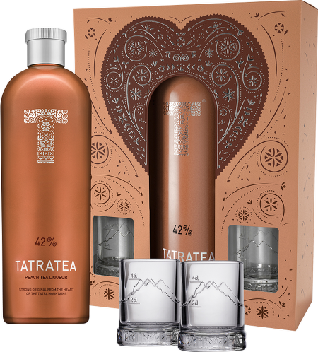Tatratea 42% Peach Tea liqueur 0,7l + 2x sklenice