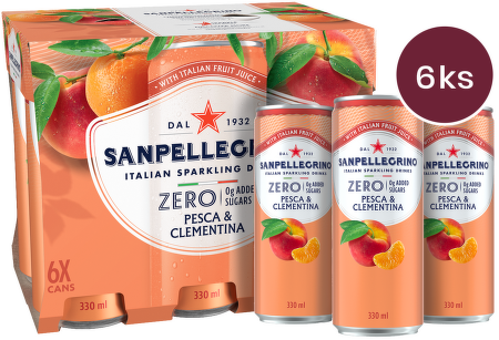 Sanpellegrino Zero Pesca & Clementina (broskev, mandarinka) plech 0,33l - 6 ks