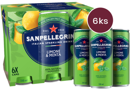 Sanpellegrino Limone & Menta, plech, 0,33l - 6 ks