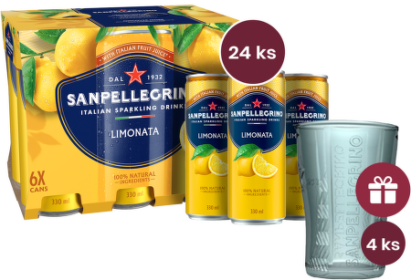 Sanpellegrino Limonata (citron), plech, 0,33l - 24 ks + dárek