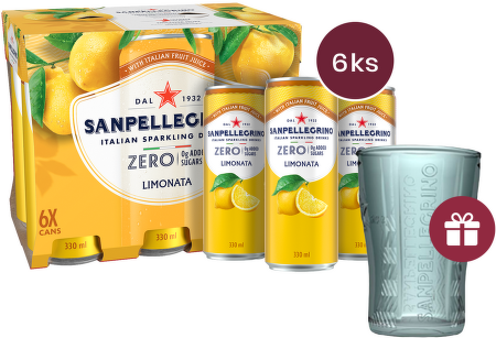 Sanpellegrino Zero Limonata plech (citron) 0,33l - 6 ks + dárek