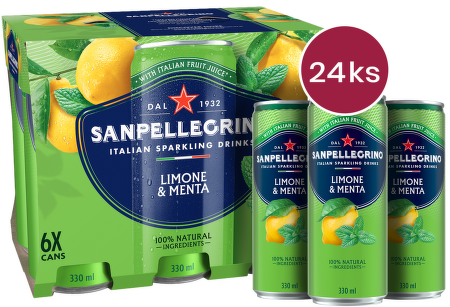 Sanpellegrino Limone & Menta, plech, 0,33l - 24 ks