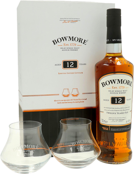 Bowmore 12 Years Old 0,7l + 2x sklenička